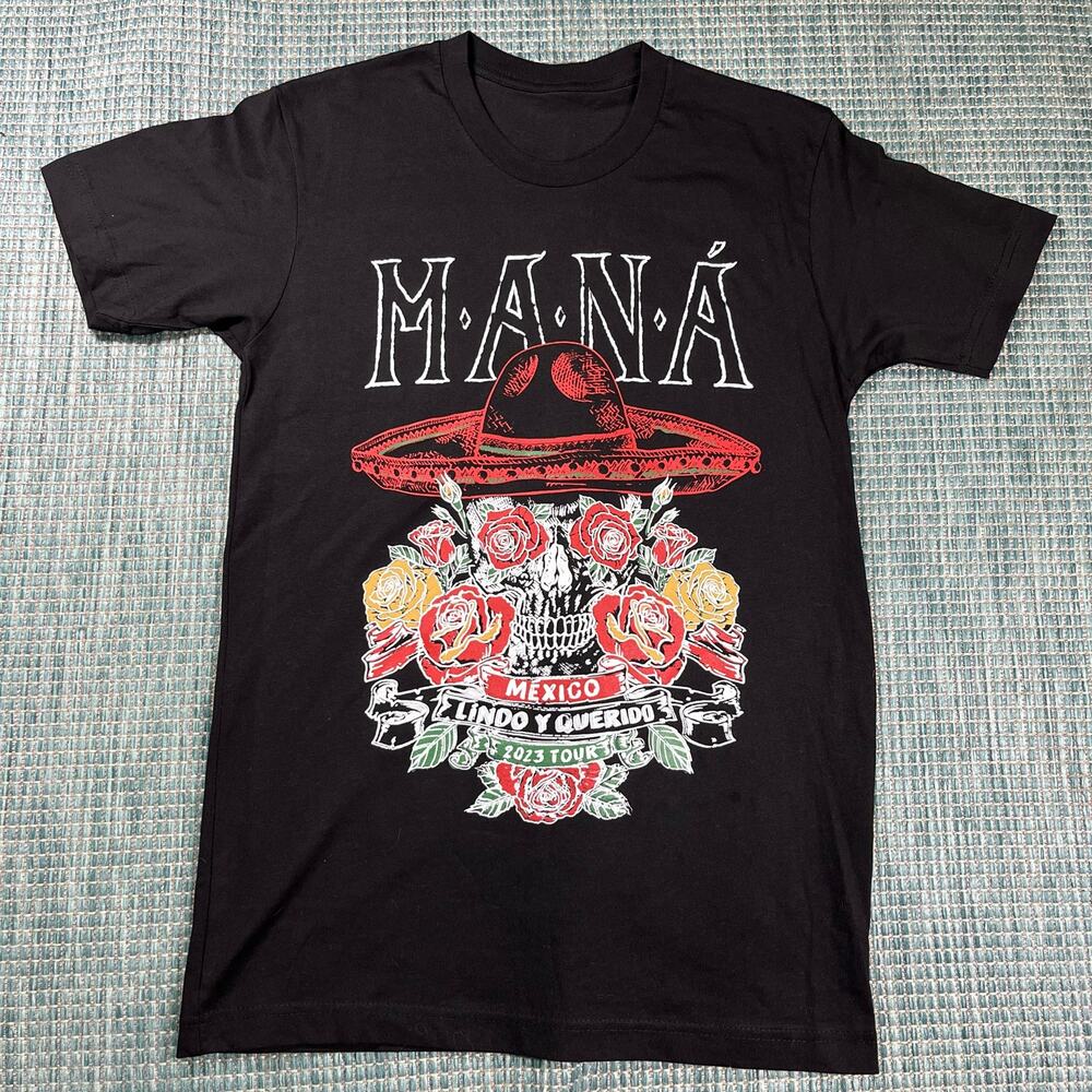 MANA Mexico Lindo Y Querido 2023 Tour Black T Shirt Mens Sz S‎ New